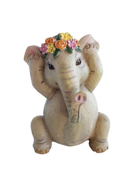 Hear No, Speak No, See No Evil Floral Elephant 10cm - set 3