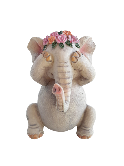 Hear No, Speak No, See No Evil Floral Elephant 10cm - set 3