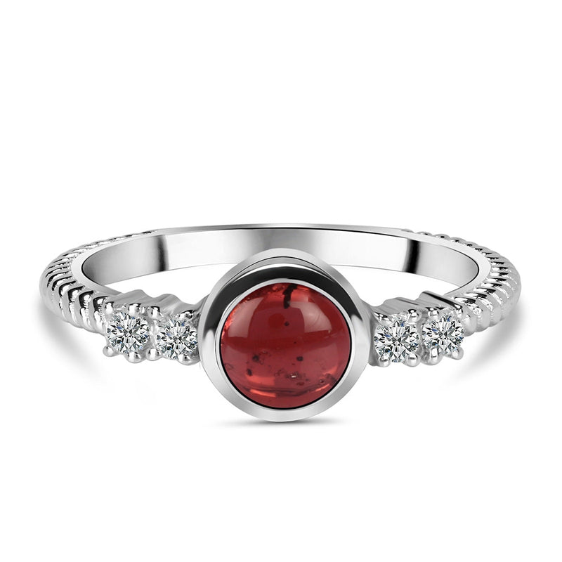 Garnet Silver Calixta Ring