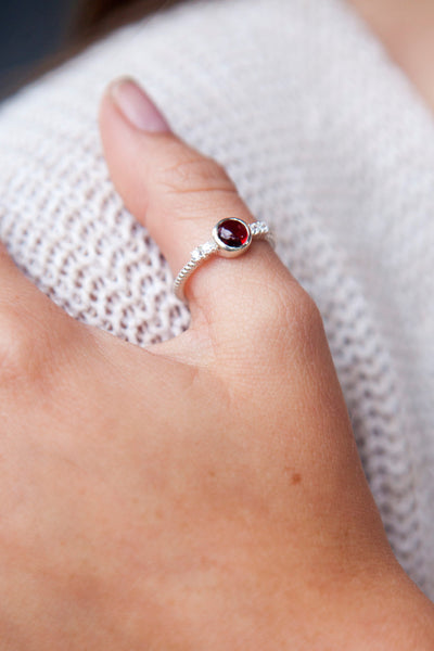 Garnet Silver Calixta Ring