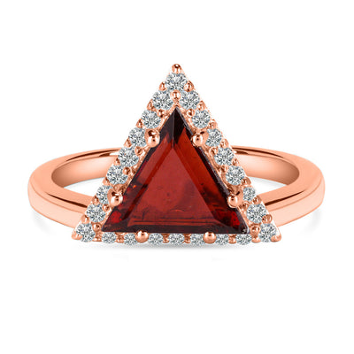 Garnet Rose Gold Delta Ring