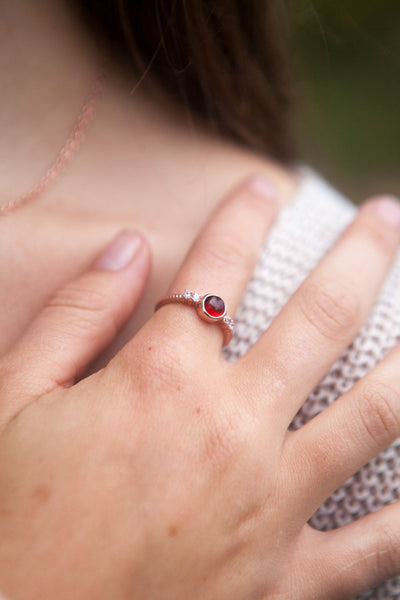 Garnet Rose Gold Calixta Ring