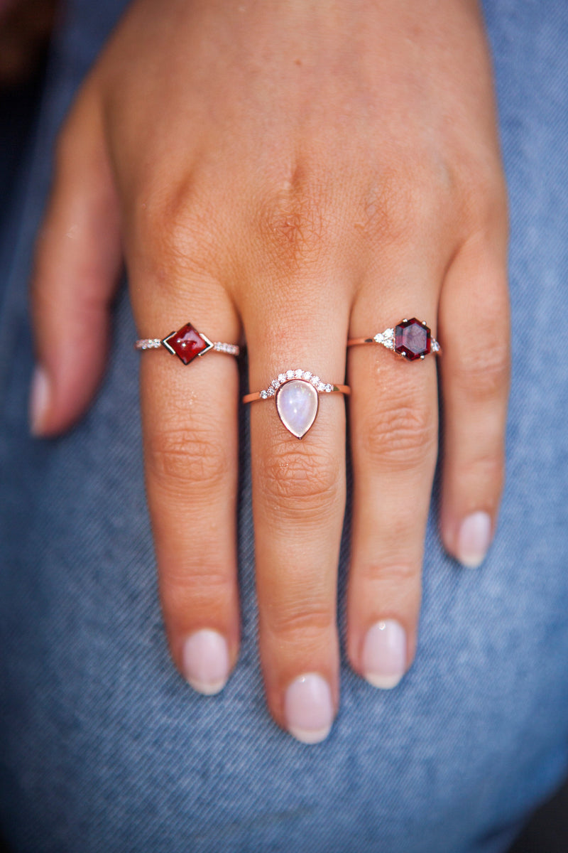 Moonstone Rose Gold Dacrocyte Ring