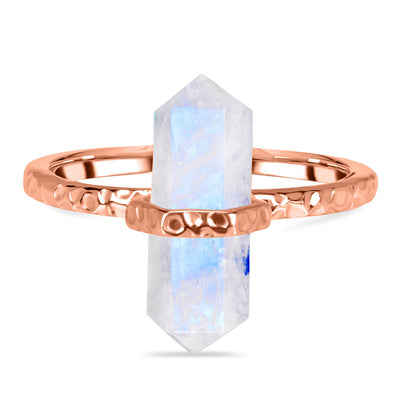 Moonstone Rose Gold Pointed Love Ring