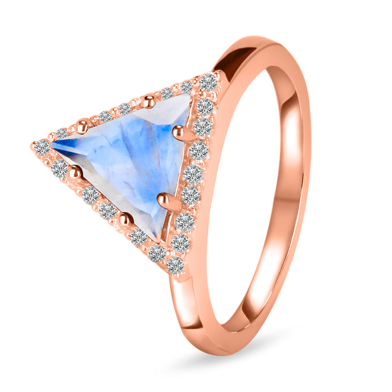 Moonstone Rose Gold Delta Ring