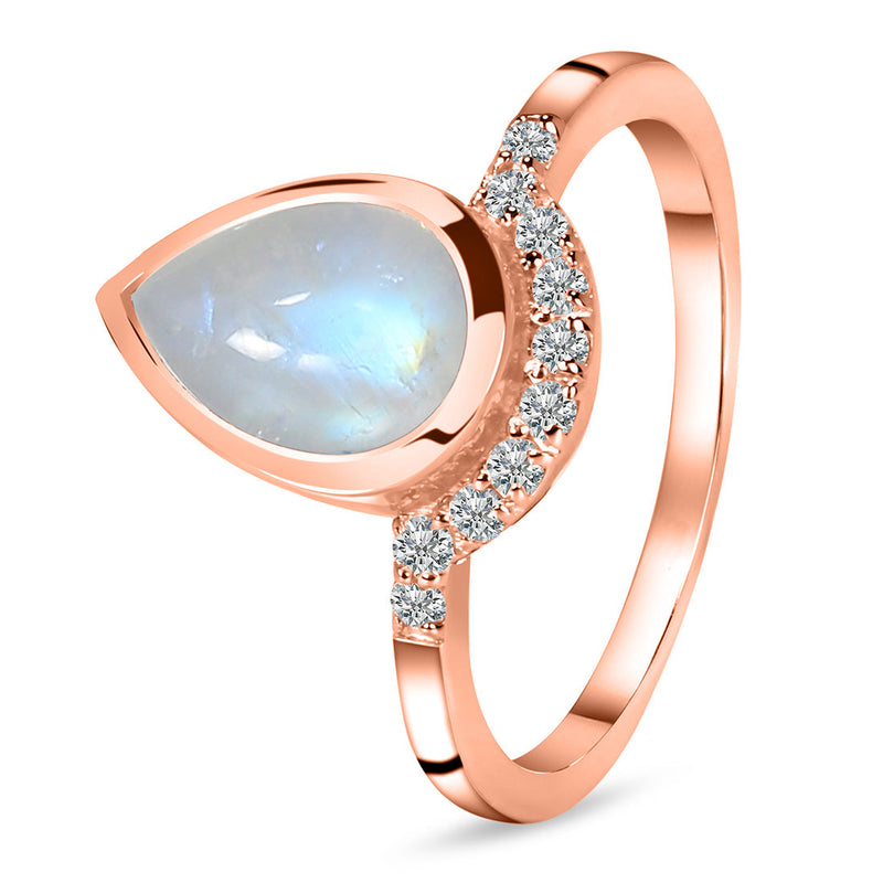 Moonstone Rose Gold Dacrocyte Ring