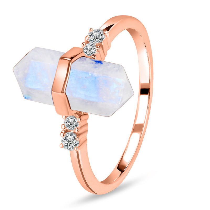 Moonstone Rose Gold Delicately Pointed Ring