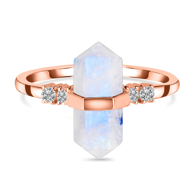 Moonstone Rose Gold Delicately Pointed Ring