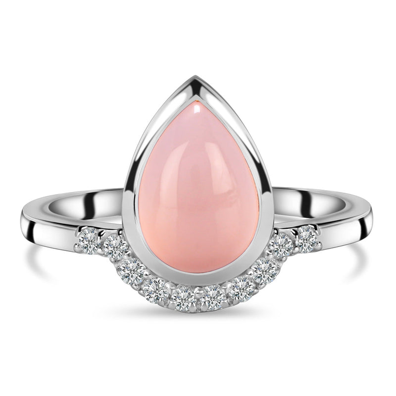 Rose Quartz Silver Dacrocyte Ring