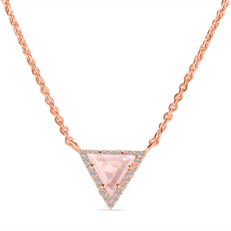 Rose Quartz Rose Gold Delta Necklace