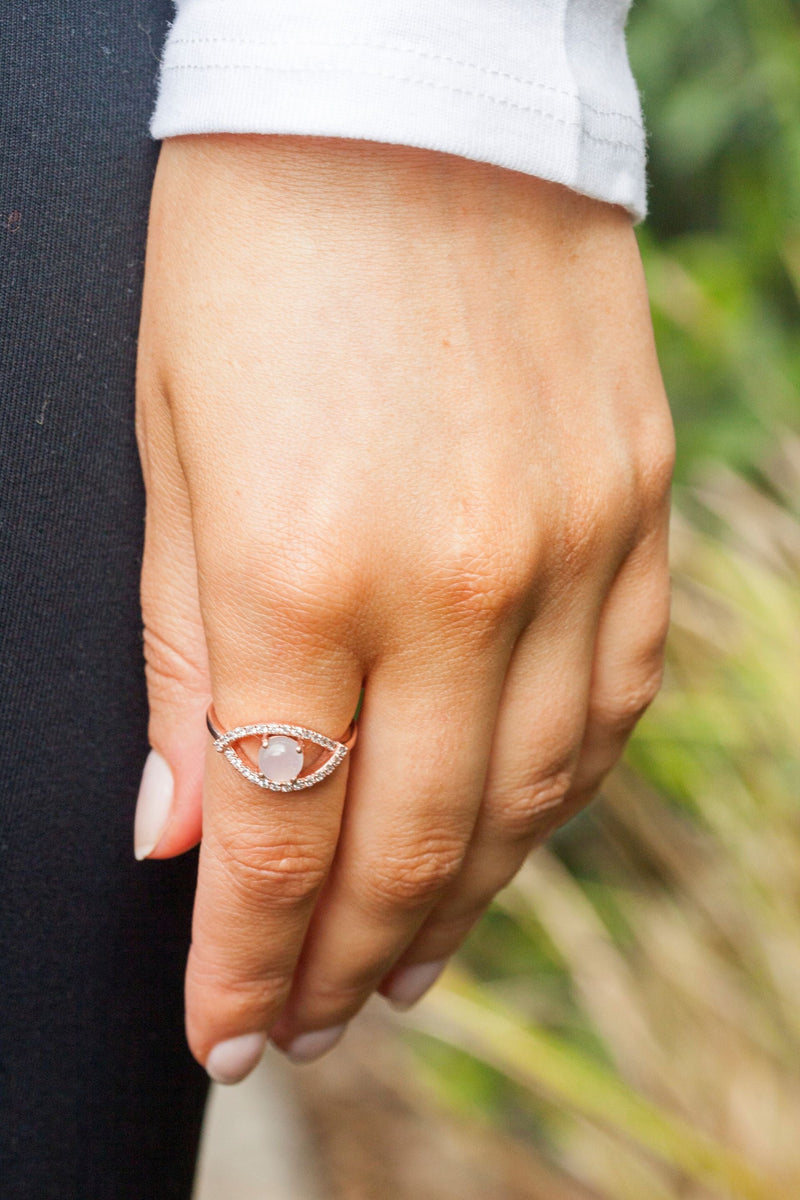 Rose Quartz Rose Gold Curvy Cleo Ring