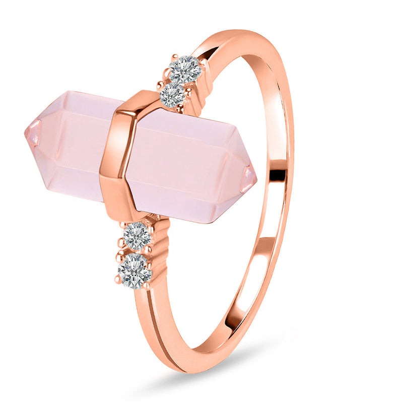 Rose Quartz Rose Gold Delicately Pointed Ring